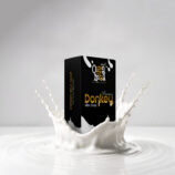 Rihas Organica Premium Donkey Milk Soap showcased with a milk splash, emphasizing rich nourishment, hydration, and skin-softening care.