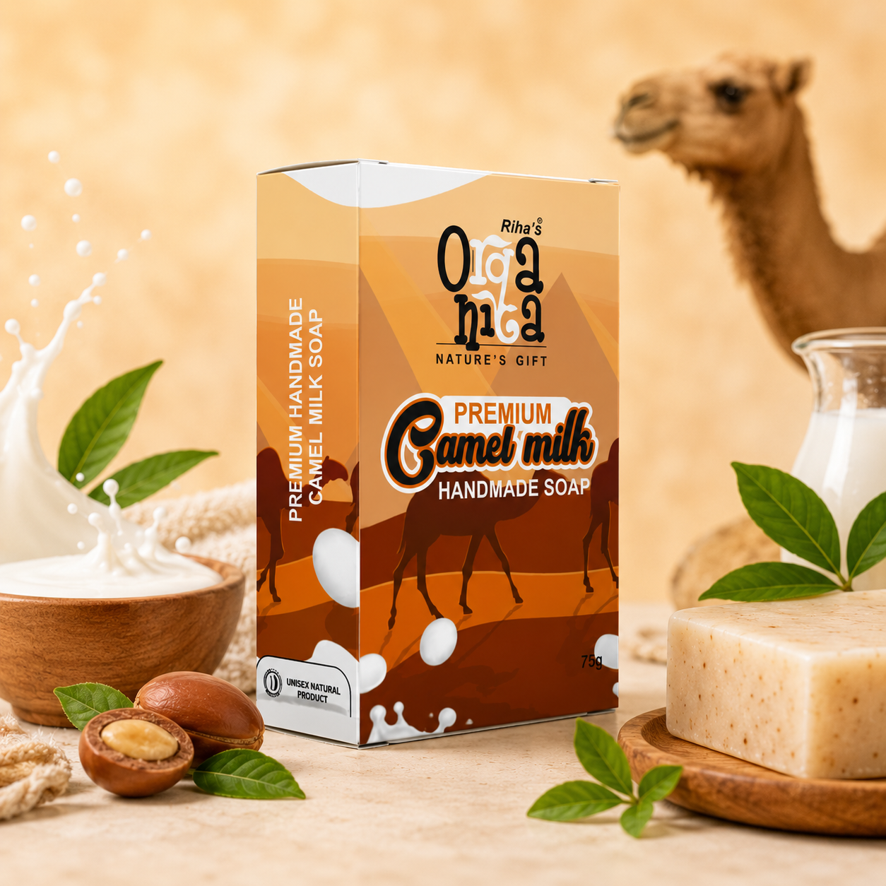 Camel Milk Soap enriched with natural ingredients for soft, nourished skin