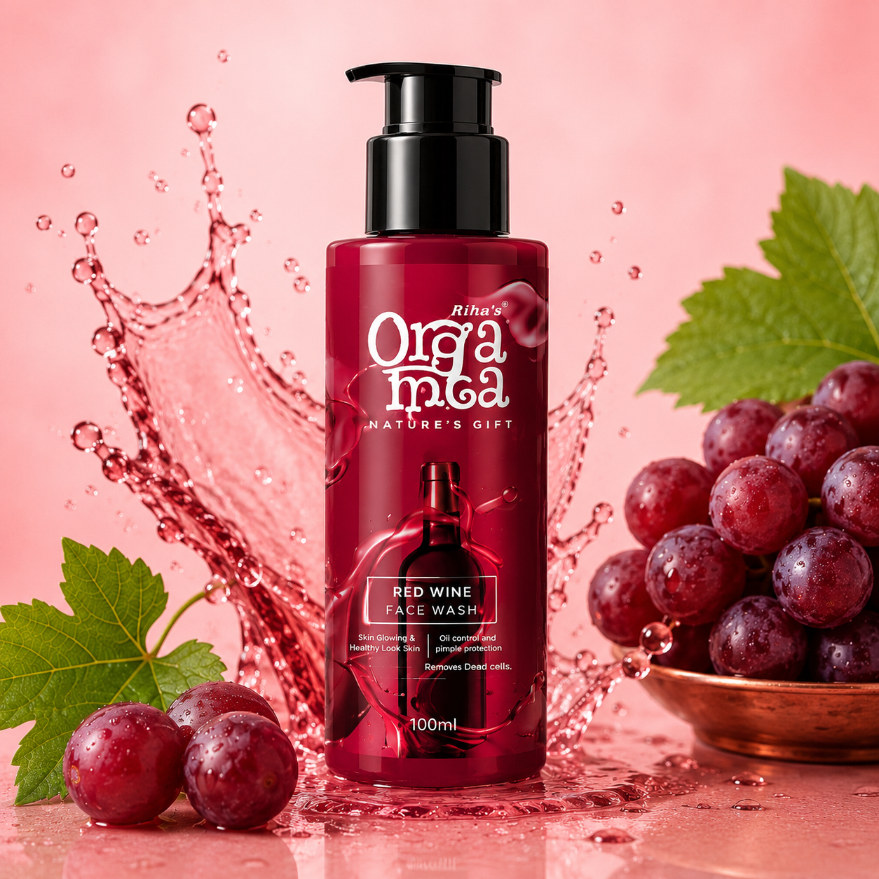 Red Wine Face Wash with fresh grapes for glowing, refreshed skin