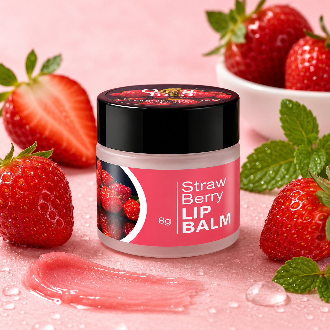 Strawberry Lip Balm for soft, smooth, moisturized lips